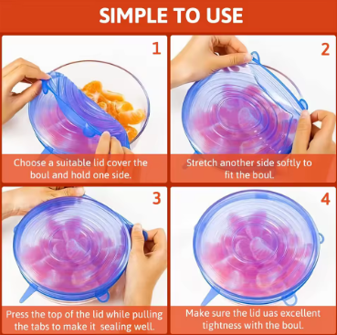 Reusable Airtight Preservation Cover Food Grade (1 Set - 6 Sizes)