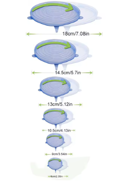 Reusable Airtight Preservation Cover Food Grade (1 Set - 6 Sizes)